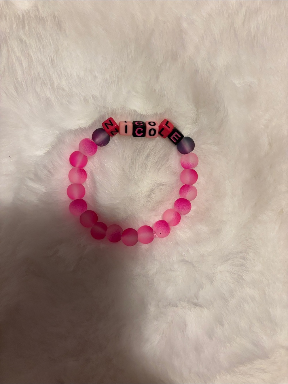 Personalized Bracelet - Pink 'Nicole' Beaded Name Bracelet